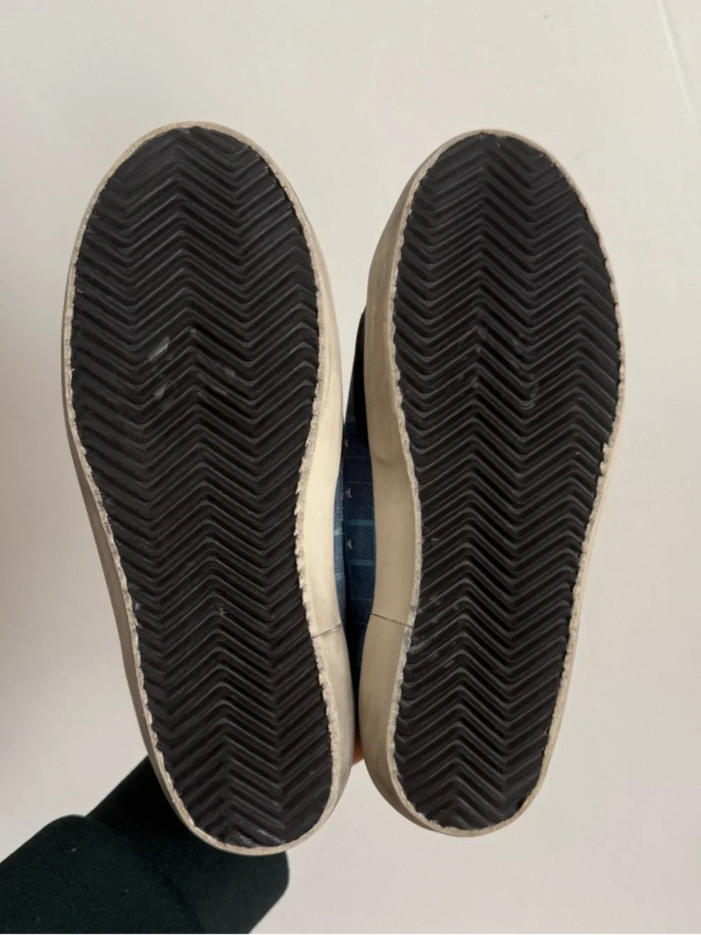 Golden Goose Ball Star Sneakers Blue Plaid Star Leather Italy Size 35 - Picture 3 of 9